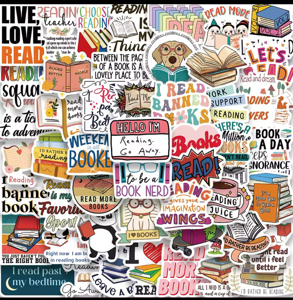 Fun Book Lover 5 Pc STICKERS - (PG-13) Family Friendly