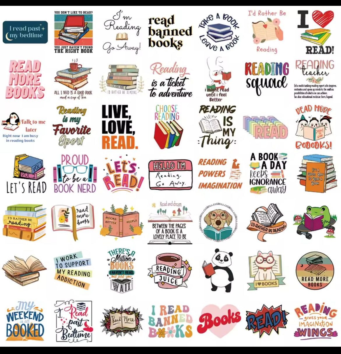 Fun Book Lover 5 Pc STICKERS - (PG-13) Family Friendly