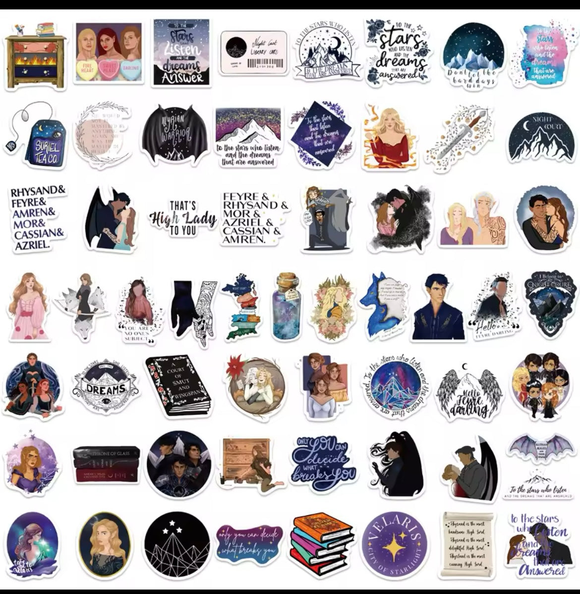 ACOTAR 5 Pc STICKERS - Random Fan Series Stickers Pack