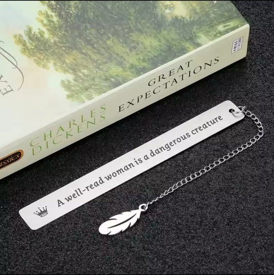 "A Well-Read Woman..." Stainless Steel Bookmark